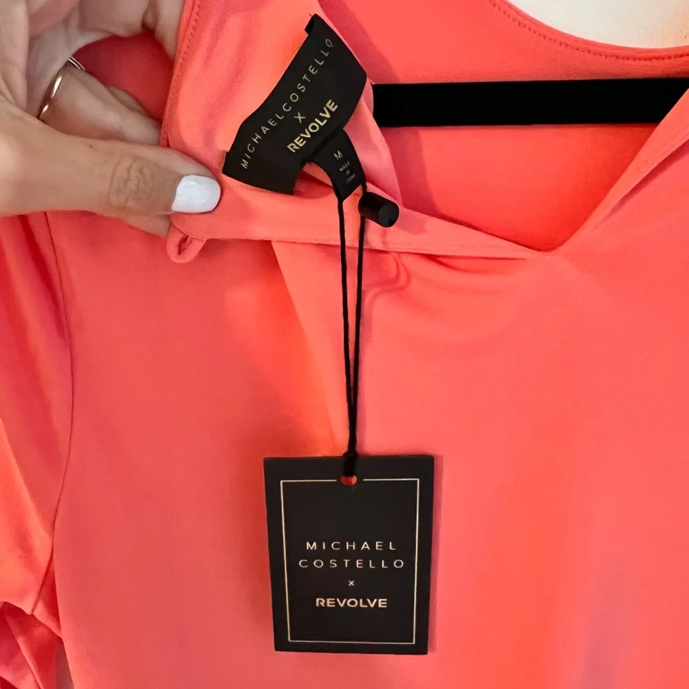 Michael Costello Molly Mini Dress in Coral - Picture 2 of 10